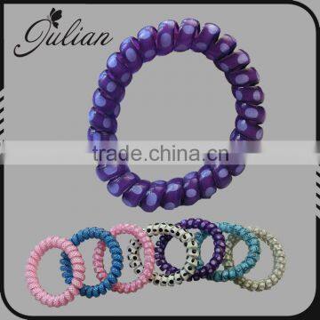 Elastic Circle Hair Tie Ponytail Holder Band Multi Color Telephone Wire Cord Elastic Head Tie Hair Band Color Random FHHTA0022-4
