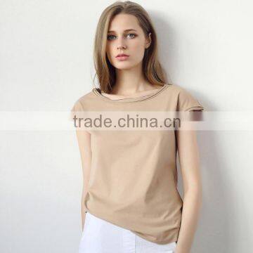 Women Round Neck Tight Fit Short Sleeve Ladies Cotton T Shirt for Ladies