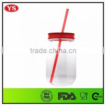 AS Plastic Type 25 oz Single Wall Plastic Mason Jar Cup With Straw and Lid photo-5