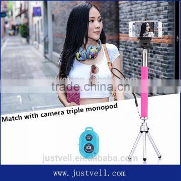 New design colorful smartphone monopod selfie stick with remote blutooth shutter