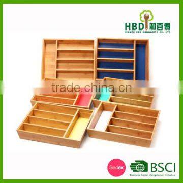 High quality wholesale Wooden Bamboo cutlery tray, flatware tray, flatware organizer