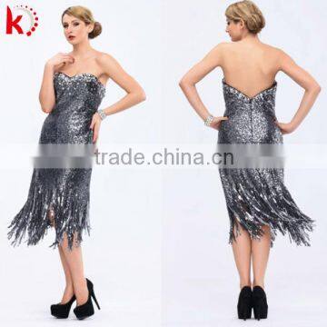 Off shoulder sexy back open heavy sequins beaded short celebrity dress 2014