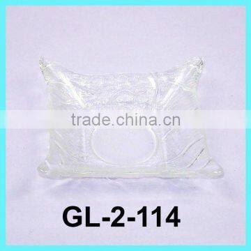 clear square glass candle plate