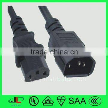 Junlong VDE standard 3 pin power plug, IEC C14 male plug to IEC C13 female plug