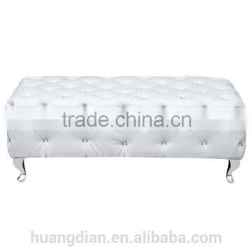 white pu ro leather crystal buttom ottoman bedroom furniture set