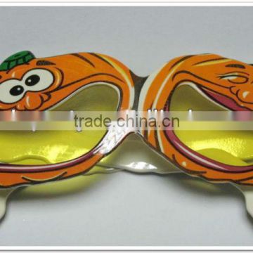 Plastic yellow pumpkin halloween sunglasses