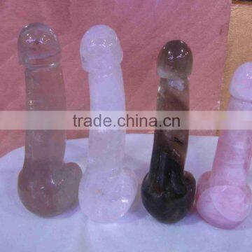 Natural many kinds quartz crystal sex toy penis message wand for Customized dildos