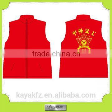 custom cheap red print volunteer working vest