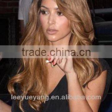 Cheap middle brown loose wavy synthetic lace front wig