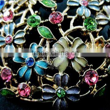 45mm Big Epoxy Colorful Flowers Crystal Round Filigree Victorian Fashion Women Brooch Jewelry 6520001 photo-4