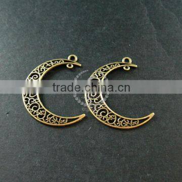 36x32mm Vintage Style Antiqued Bronze Moon Connector DIY Pendant Charm Supplies Findings 1810417 photo-2