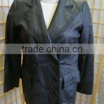 Sleek Black Ladies Leather Coat