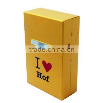 Gold colour Aluminum cigarette case for 20 pcs cigarette standard pack printed logo design I LOVE HOF