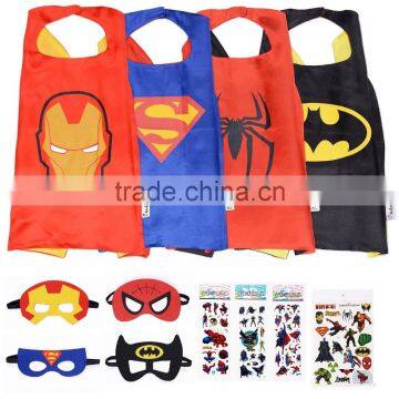 Superhero Cape and Mask Costumes For Kids SET Capes Masks Stickers and Tattoos