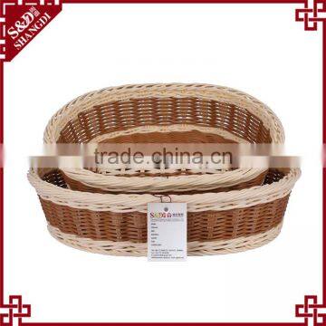 Eco-friendly Supermarket Kitchen Oval Shape Rattan Handmade Weaving Food Knitted Basket photo-3