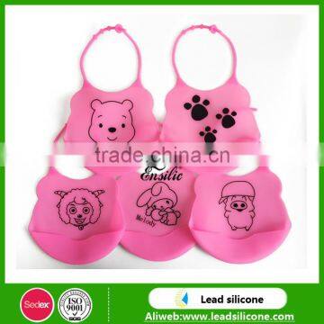 Waterproof Cartoon Silicone Baby Bibs, Lovely Silicone Baby Bibs For Kids