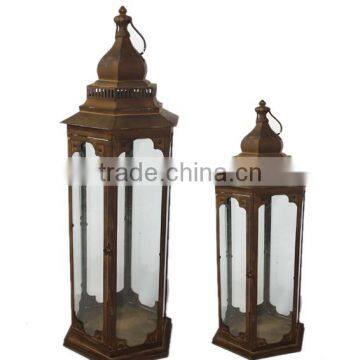 Wholesale Decorative Metal Candle Lanterns Distressed Garden Lantern Set of 2