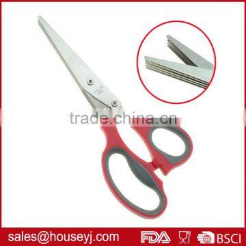 new stainless steel 5 layer blades kitchen herb scissors with soft grip handle