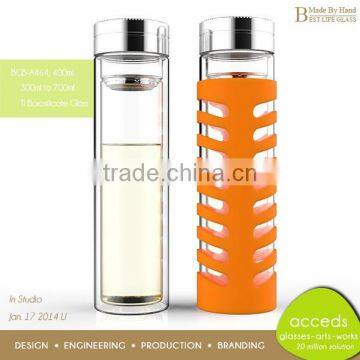 Funky Handmade Ti-Borosilicate Glass Heat-Resistant Tea Filter Bottle