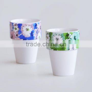 Set of 2 Stackable Coffee Cups, Porcelain With Decal Printing photo-2