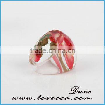 Rose Flower Resin Ring Newest Deisgn Clear Resin Real Flower Ring Jewelry photo-6