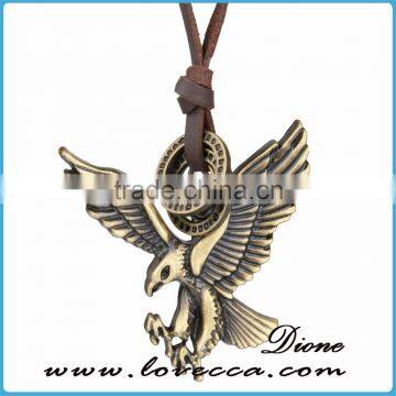 Newest Adjustable Bronze Tone Vintage Leather Pendant Necklace photo-5