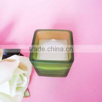 Sprayed Frosted Square Glass Candle Jar With Scented Wax Inside photo-2