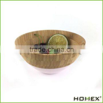 Bamboo Salad Bowl Snacks & Fruit Bowl with Pink Edge Homex BSCI/Factory
