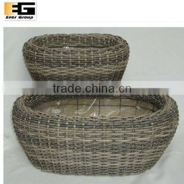 oval gray pe woven basket