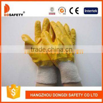 DDSAFETY 2017 Yellow cotton liner knitted wrist cuff nitrile safety working glove