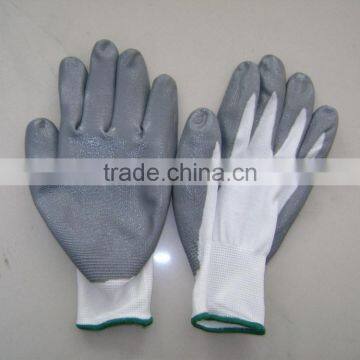 Grey Nitrile Dipped Nylon String Knitted Gloves