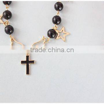 Angel Wing Planet Cross Star Charms Bracelet Pearl Bead Linked Bracelet photo-5
