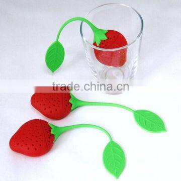 Silicone Strawberry Loose Tea Leaf Strainer Herbal Spice Infuser Filter Diffuser photo-2