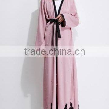 Dubai wholesale clothing OEM islamic clothes burqa fashion burqa designs Pink pearls abaya