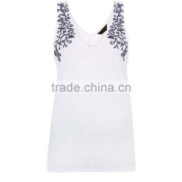 2016 Latest Women Deep V Neckline Sleeveless Embroidered Design Vest HST9314 photo-4