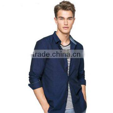 Turn-down Collar Blank Slim Fit Shirts Cotton Long Sleeve Casual Shirts for Men photo-2