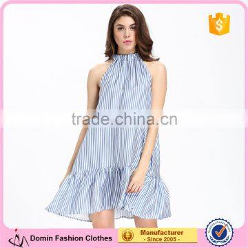 Domin fashion latest blue printing silk dress