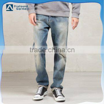 wholesale dirty wash men cheap denim raw european denim jeans