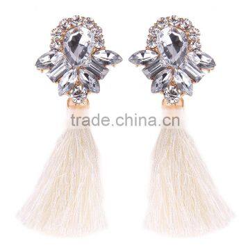 Bohemian Jewelry Rhinestone Gems With Long Colorful Tassel Charms Earrings for Women photo-5