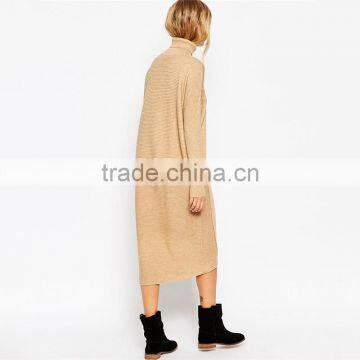 Ladies Autumn Midi Jumper Dress With Roll Neck Ladies' Long Dress photo-2