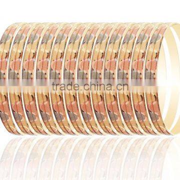 Half Round 6 MM Tri Color Plated Diamond Cut Bangles