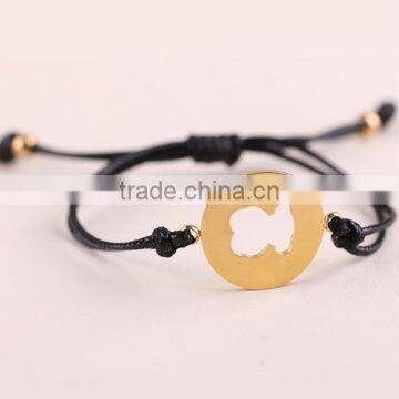 Make Your Own Logo Stainless Steel Tag Adjustable Cord Bracelets Hand Woven Wax Cord Logo Tag Bracelets Premium Gifts 2017 photo-3