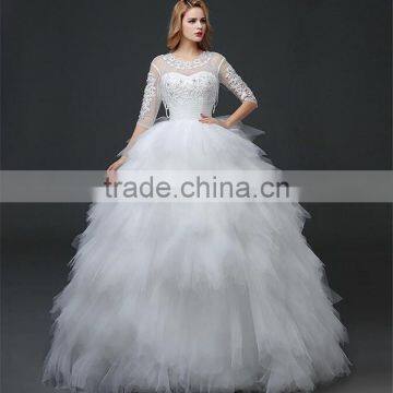 OEM Sweatheart A-line Emboridery Neckline Sexy Backless Bridal Gown Lace Wedding Dresses 2016 In Stock photo-3