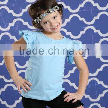 Hot Sale Children Wear 100% Cotton Ruffle Tshirt Match Ruffle Shorts Wholesale Children Clothing photo-4