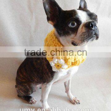 Dog Cowl Scarf Hand Crocheted Neck Warmer With Flower Pet Accessories photo-2