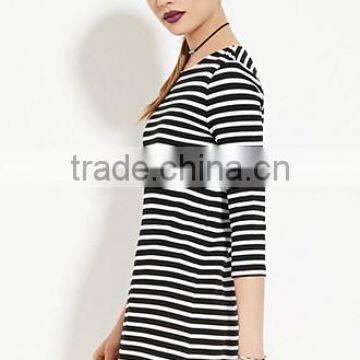 Classic Stripes Straight 7 Minutes of Sleeve Dress photo-3
