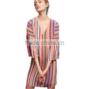LATEST Ladies Harlow Dress, V-neck Short Sleeve Rainbow Dress photo-2