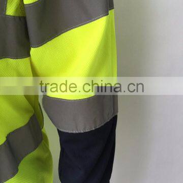 Polyester Contrast High Visibility Safety Europe Birdeye Sew-on Tape Reflective Polo Shirt photo-6