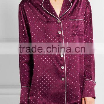 2017 Top Quality Polyester/spandex Satin Fabric Pajamas Set Wholesale photo-2