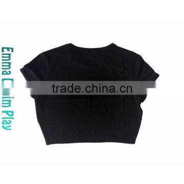 Fashion Customized Made Street Wear Super Short T Shirts Black for Sexy Girls photo-2